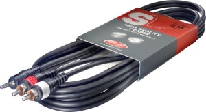 STAGG SYC3/MPS2CM Instrumental Cable Audio Mini Jack, 2x RCA 3m